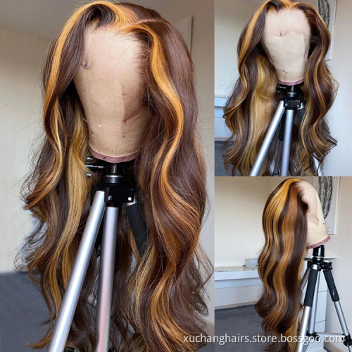 Wholesale Price Raw Virgin Unprocessed High Density Piano Color Human Hair Lace Wigs With Clips